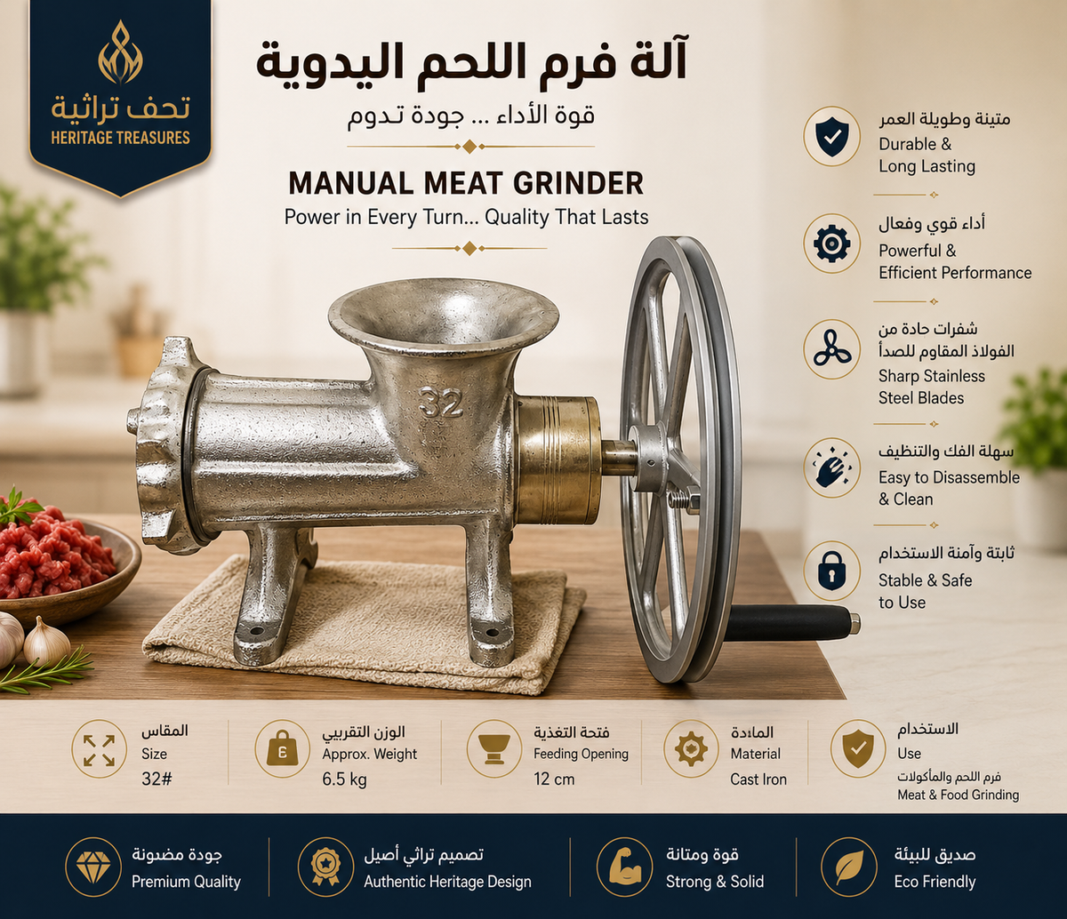 Manual Meat Grinder #32 – Heavy-Duty Cast Iron 14 kg