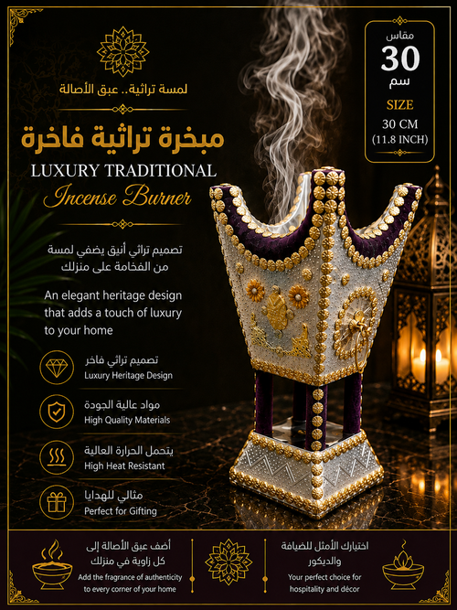 مبخرة تراثية فاخرة مقاس 30 سم - الأنسب للضيافة والديكور