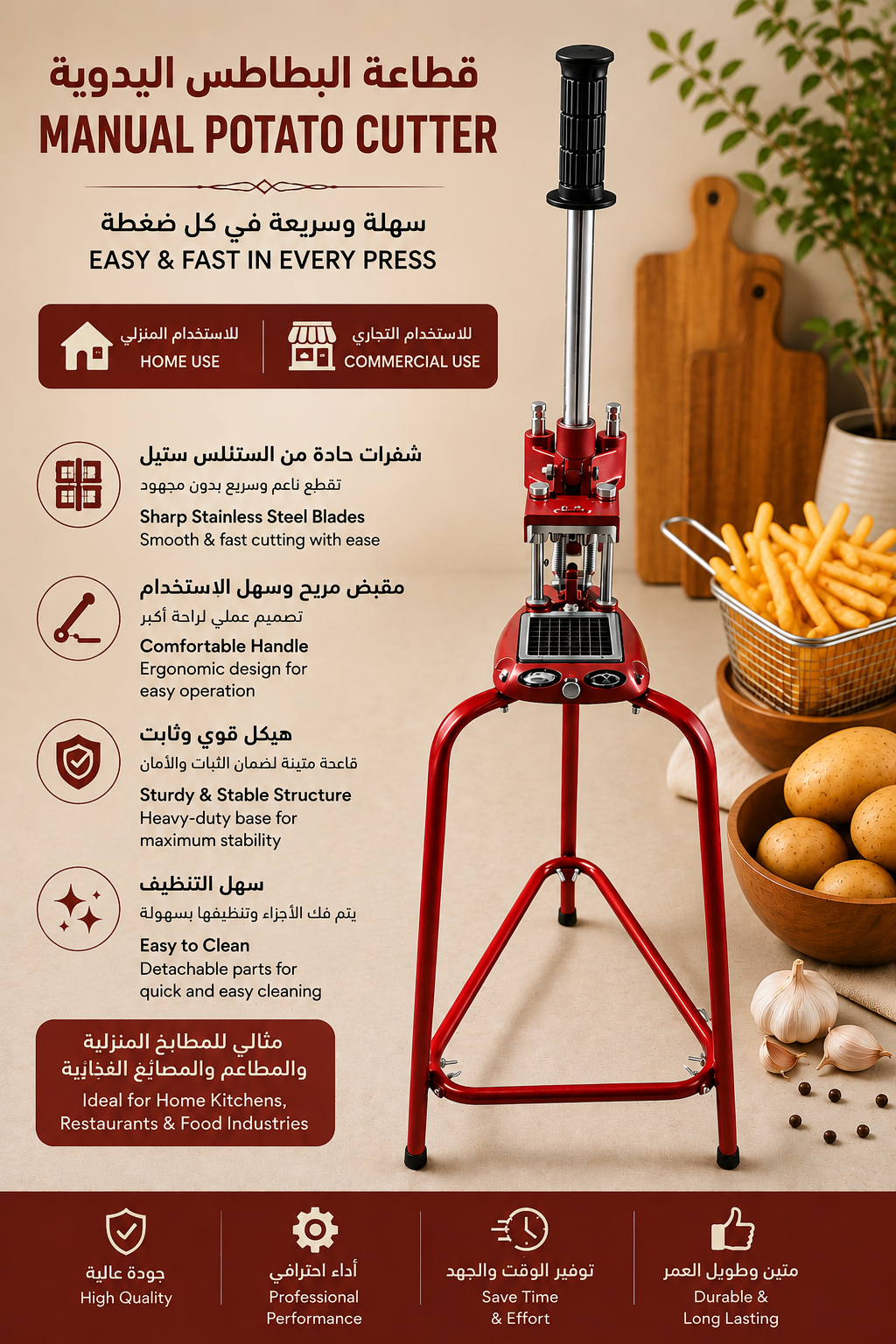 Manual Potato Cutter | Commercial &amp; Home Grade French Fry &amp; Vegetable Cutter