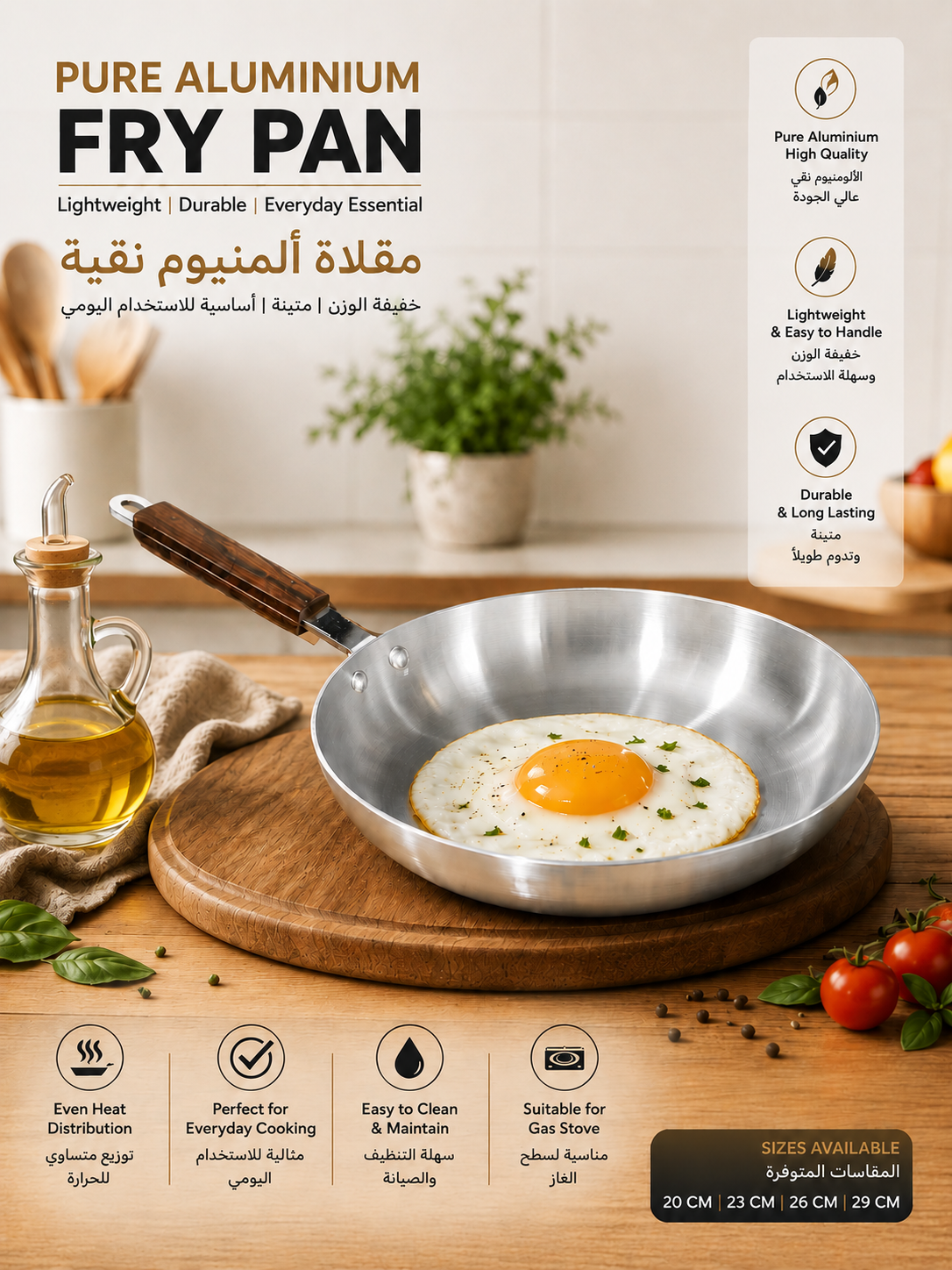 Pure Aluminum Fry Pan | 20cm / 23cm / 26cm / 29cm