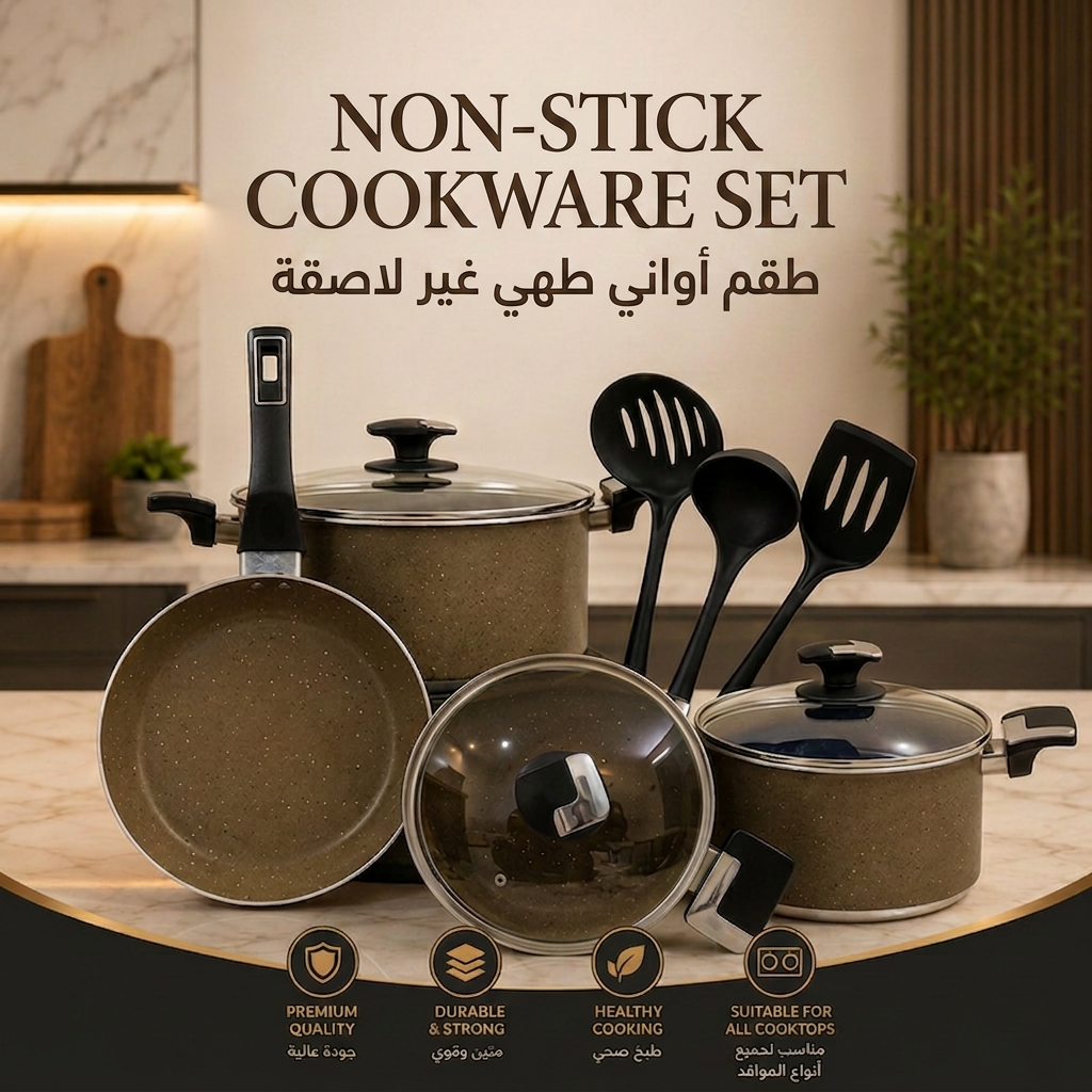 Premium 10-Piece Non-Stick Marble Coating Cookware Set of 10